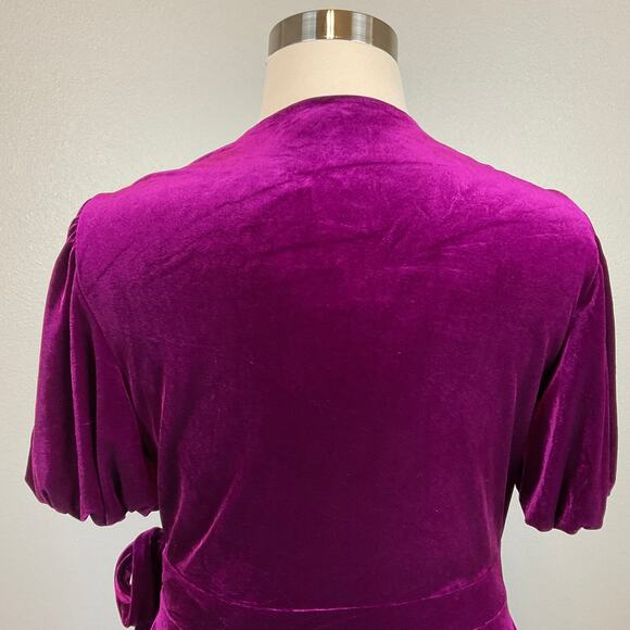 Ralph Lauren Women's Cocktail Dress Size 16 Purple Velvet Short Sleeve Faux Wrap - Picture 8 of 13